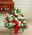 Red and White Sympathy <BR>Floor Basket Davis Floral Clayton Indiana from Davis Floral